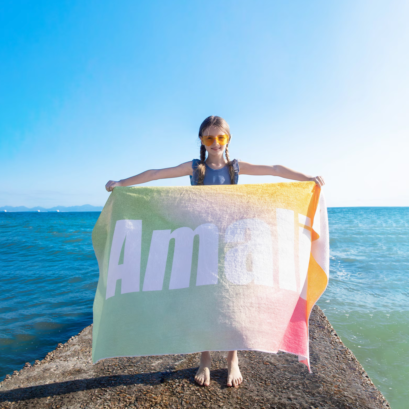 Original name beach towel ♪ Made-to-order ombre