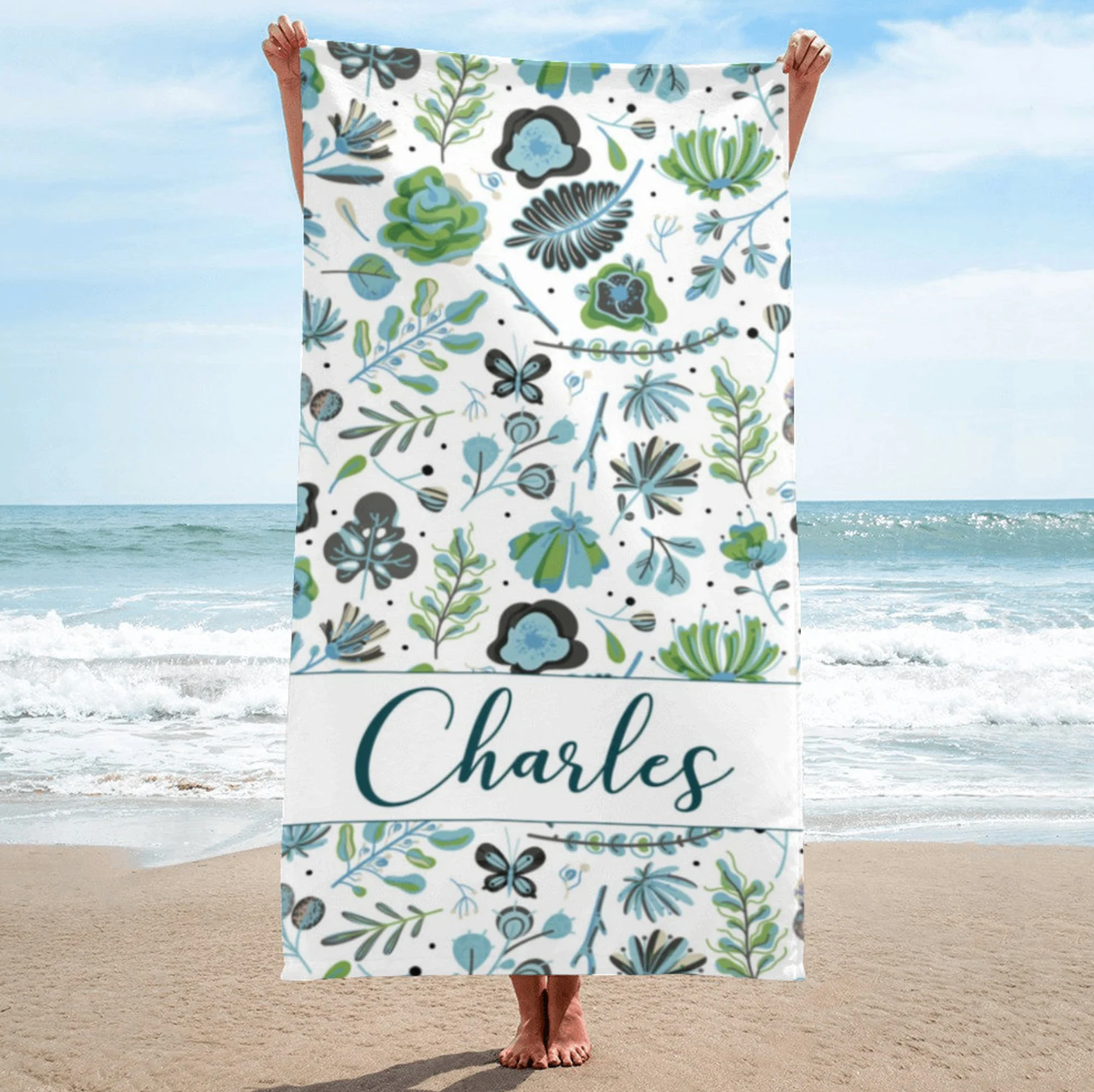 Original name beach towel ♪ Made-to-order beach