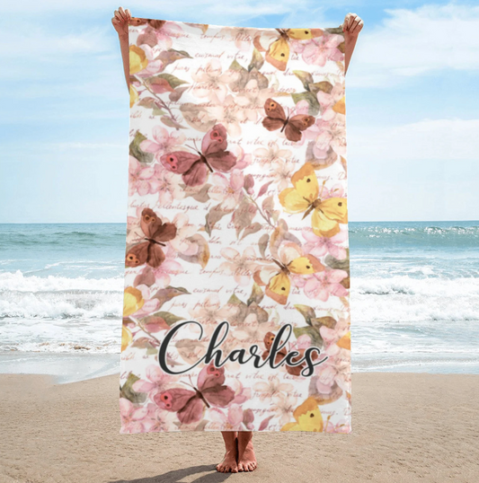 Original name beach towel ♪ Made-to-order beach