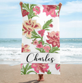 オリジナル名前入りビーチタオル ♪ オーダーメイド 花柄 - Fallook