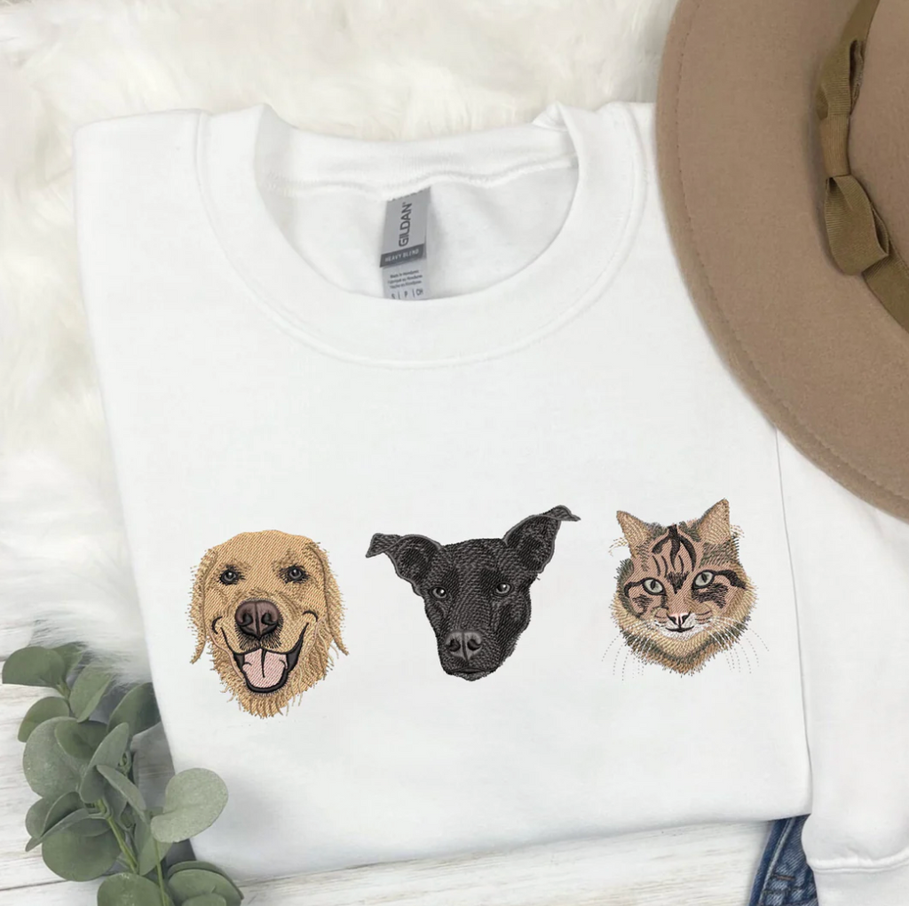 ❤️カスタム刺繍のペットのウォッシュタイプのレトロなトレーナー 肩落ち型です - Fallook