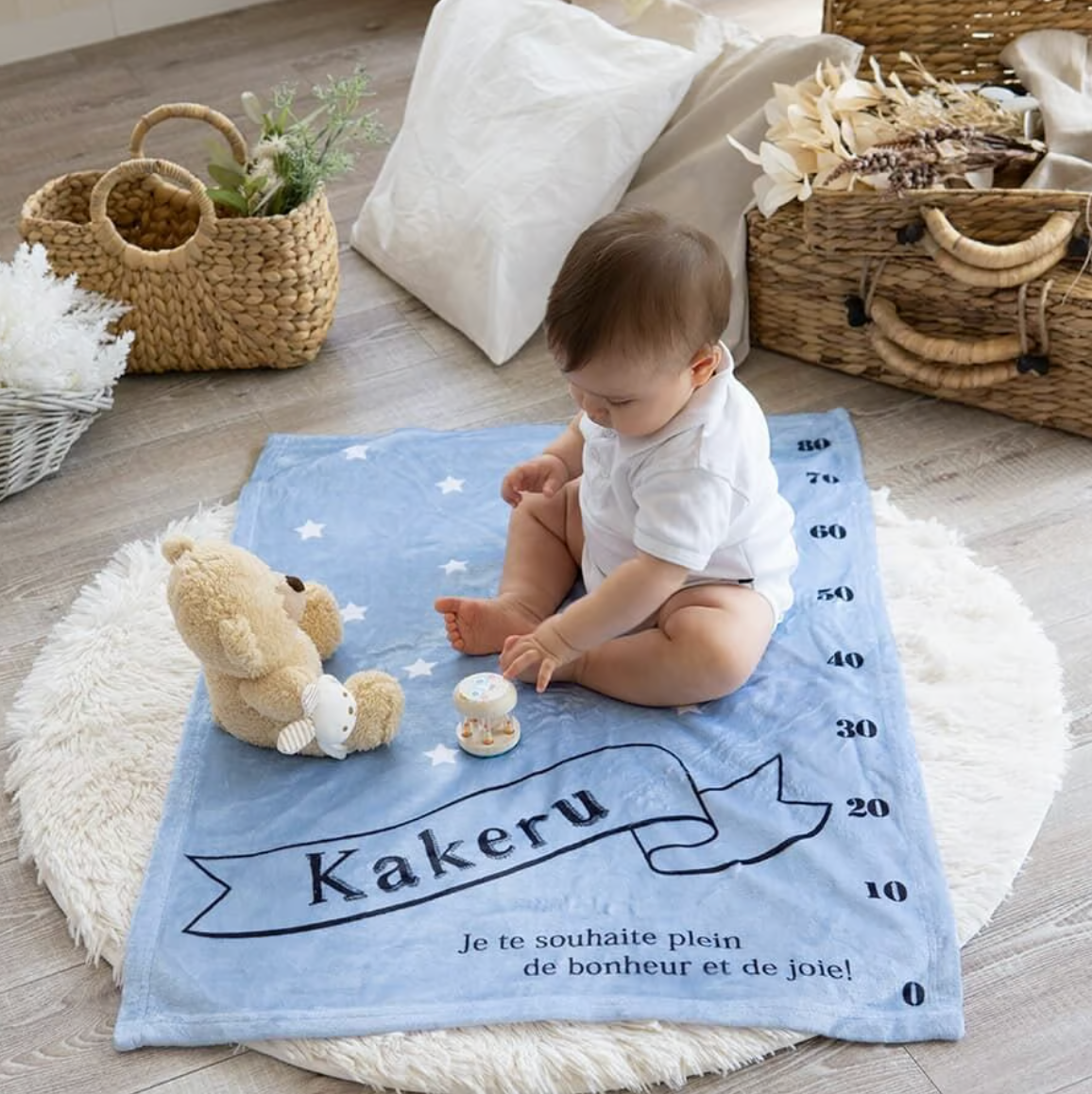 Floral pattern 🌸 Baby gift name blanket for boys, girls, babies, children, celebration gifts, birthday gifts 12