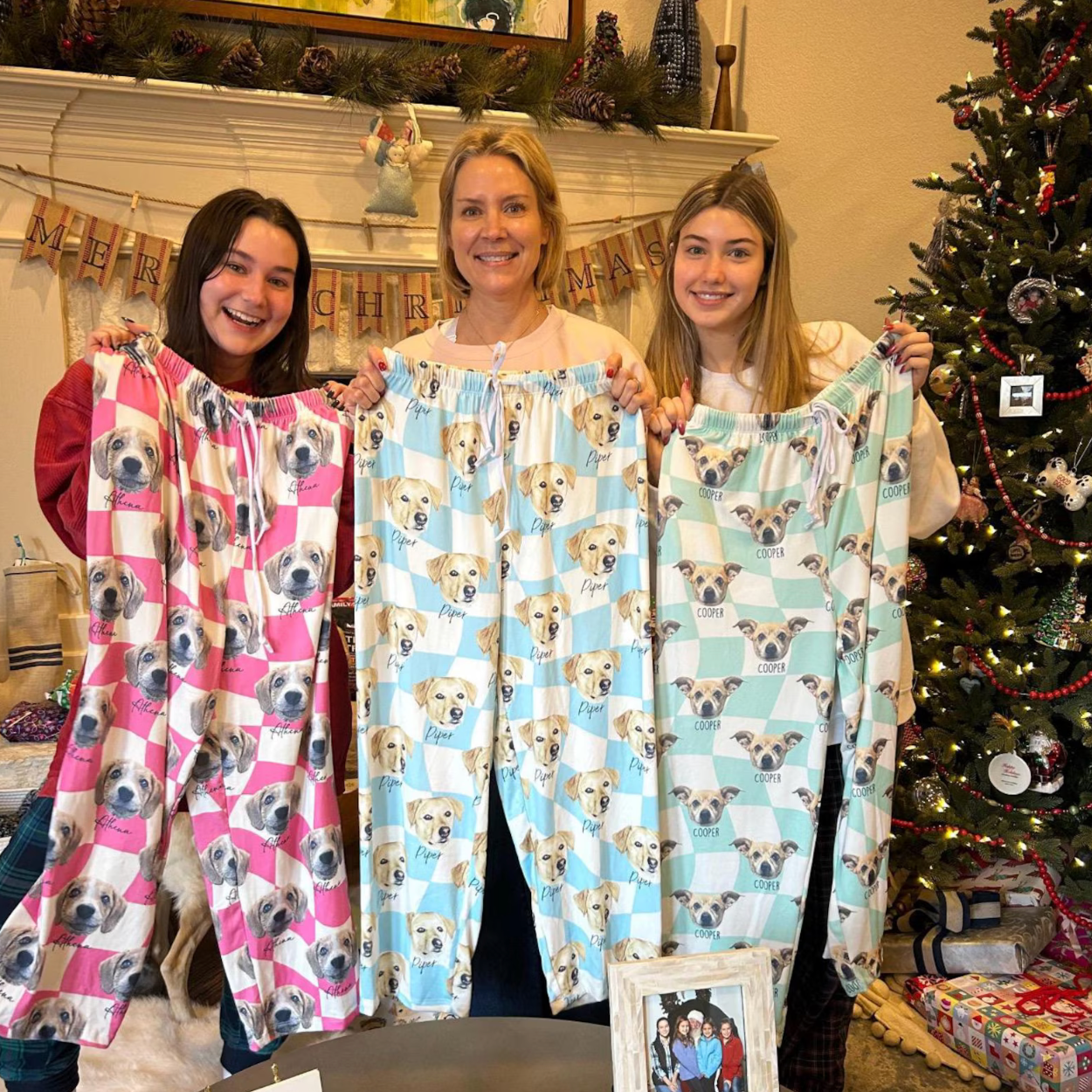 ペットの写真と名前を使用したカスタムペットポートレートパジャマパンツ 男女兼用