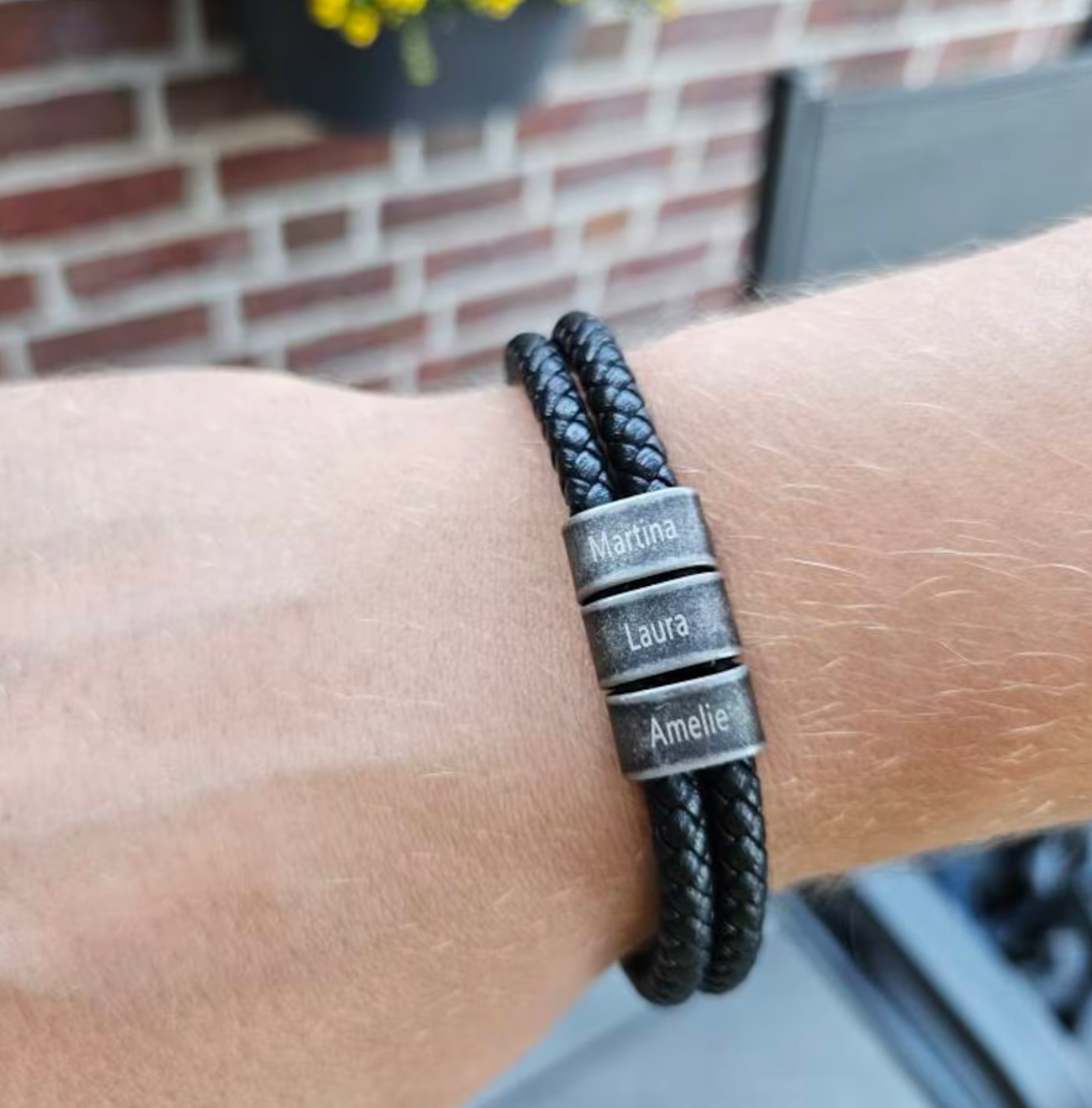 父の日用パーソナライズされたギフト ｜ブラックレザー ｜刻印入り