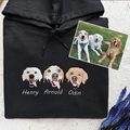 犬/猫/ペットの写真刺繍 アバター を入れたカスタマイズされた長袖スウェットシャツ  帽子のシャツ