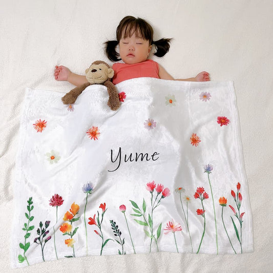 Personalized flower multi-series blanket with name