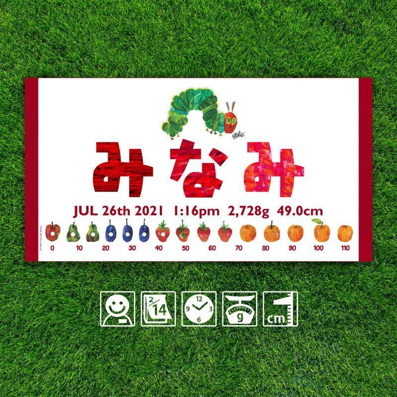 趣味柄のビーチタオルです·名前と誕生日のメッセージが入っています｜小さな毛虫です - Fallook