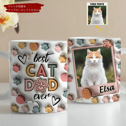 母の日祝 Cat Mom Cat Dad - 個性化された3D膨らませ効果プリントマグ·白いマグカップ