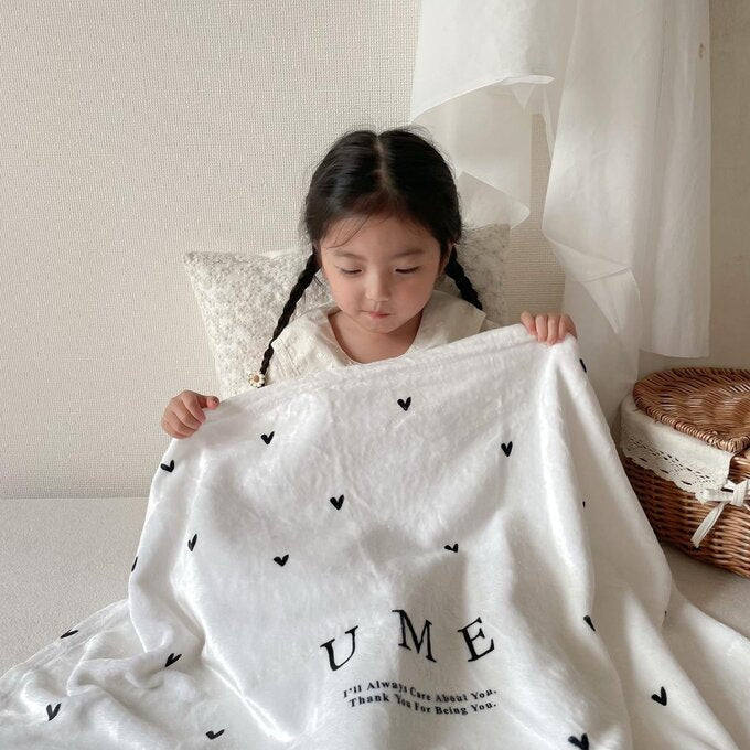 出産祝いに名前入り大判ブランケット★Heart★ - Fallook