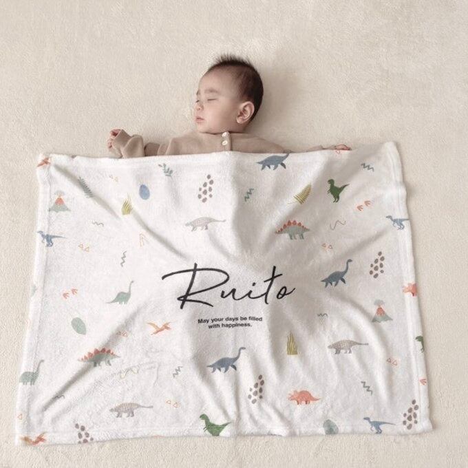 出産祝いに名前入り大判ブランケット★恐竜コレクション★ - Fallook