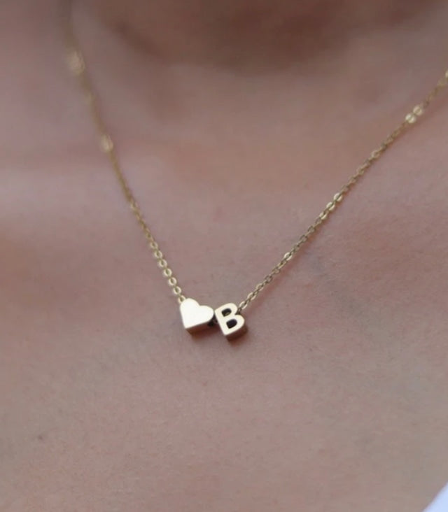 イニシャルハートネックレス - Fallook