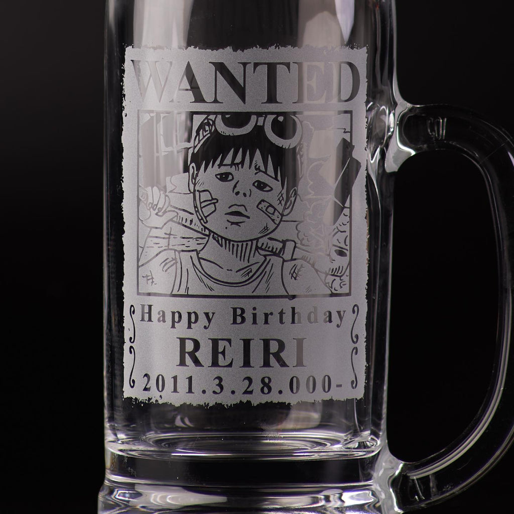 あなたも海賊王に！　海賊風 似顔絵 名入れ 彫刻 ビールジョッキ
