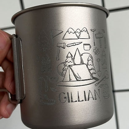 カスタム刻印されたチタンカップ 登山 釣り お祝い 御祝 - Fallook