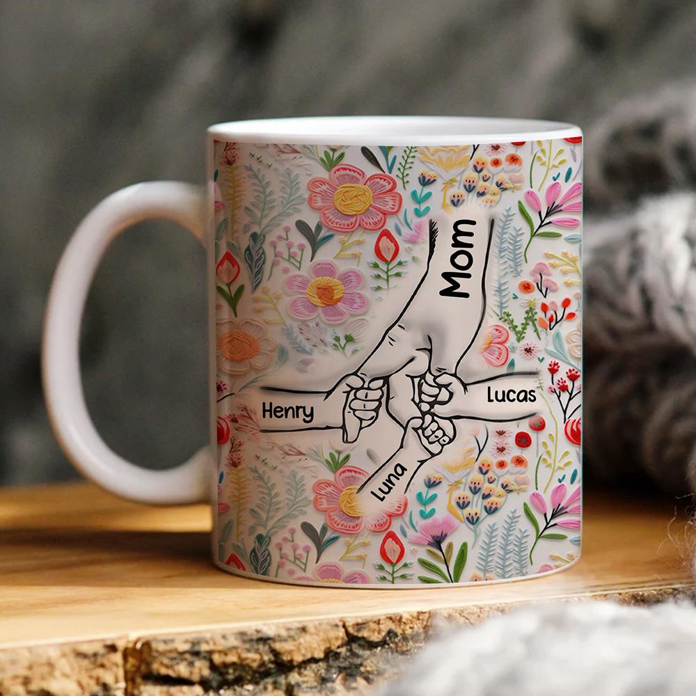 ファミリーの個人用カスタム3Dインフレータブル効果プリントアクセントマグ フラワーズ - Fallook