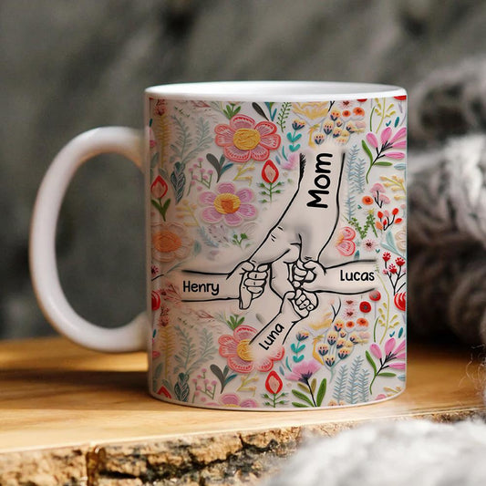 ファミリーの個人用カスタム3Dインフレータブル効果プリントアクセントマグ フラワーズ - Fallook