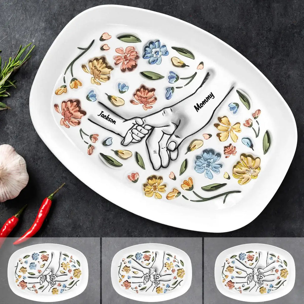 3D膨らませ効果プリントされた個性化されたプレート - 母親、おばあちゃんへの贈り物 - Fallook