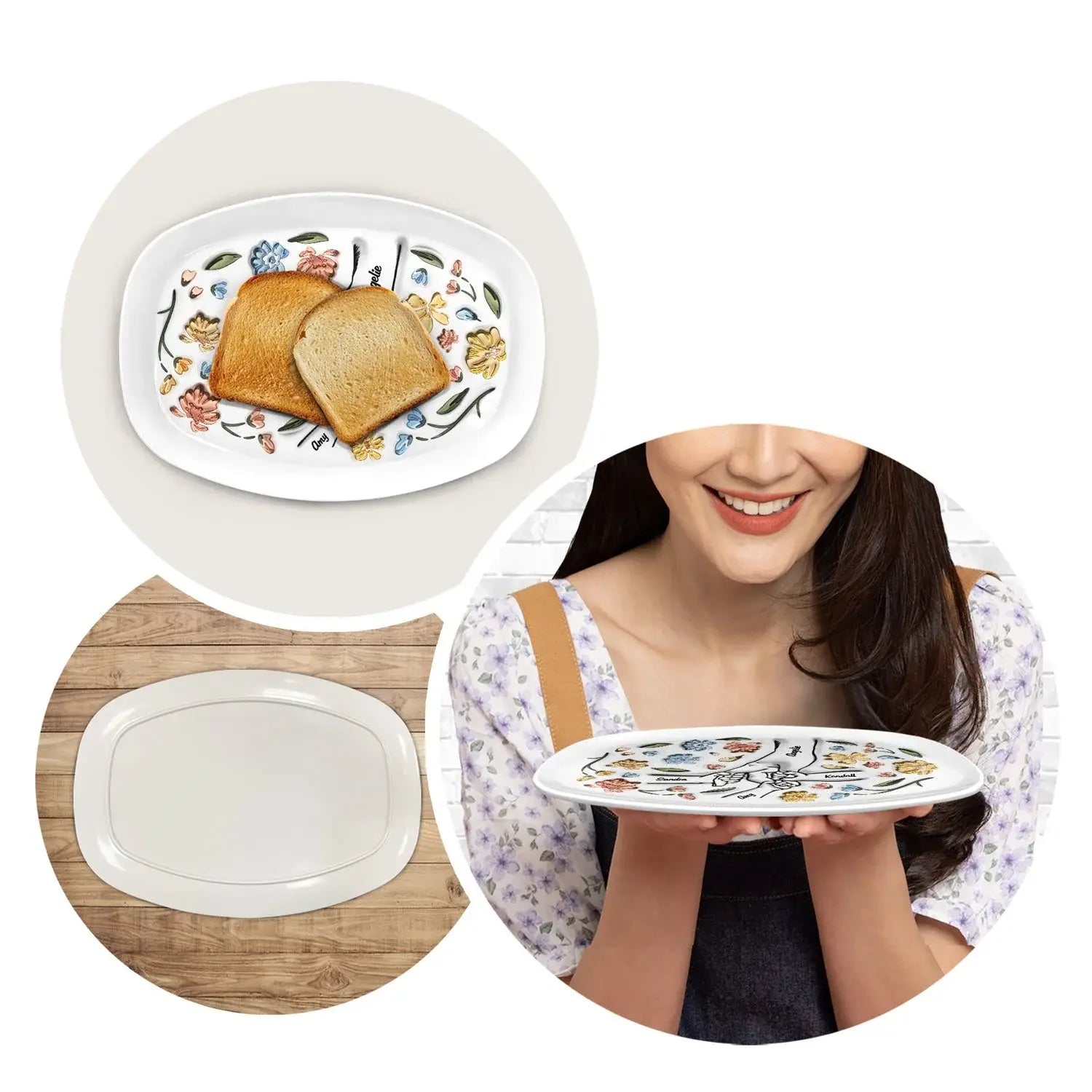 3D膨らませ効果プリントされた個性化されたプレート - 母親、おばあちゃんへの贈り物 - Fallook