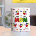 母の日パームマグ 個性的なカラフルなおばあちゃん/お母さんの手形孫のマグカップ - Fallook