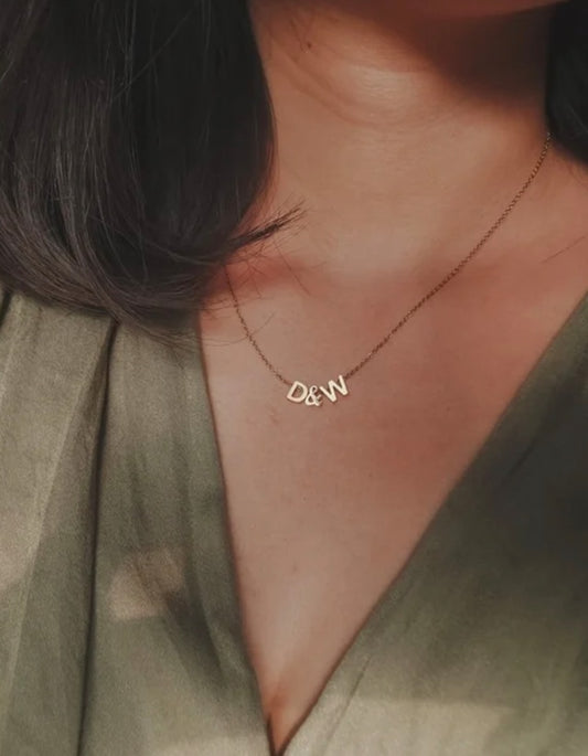 イニシャルハートネックレス - Fallook