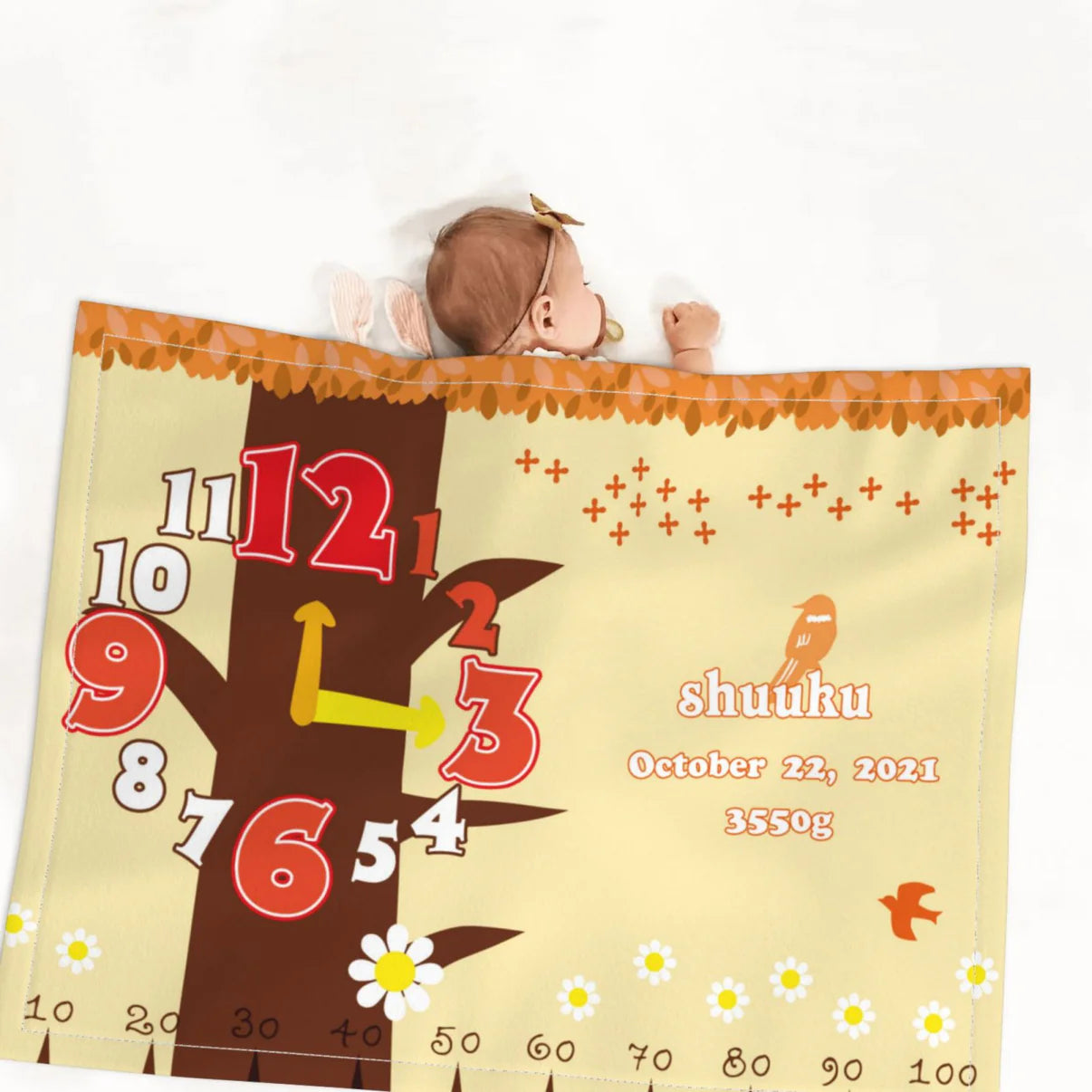 ブランケット|名入れ|誕生日ギフト|出産祝い|多色です|木のデザイン - Fallook