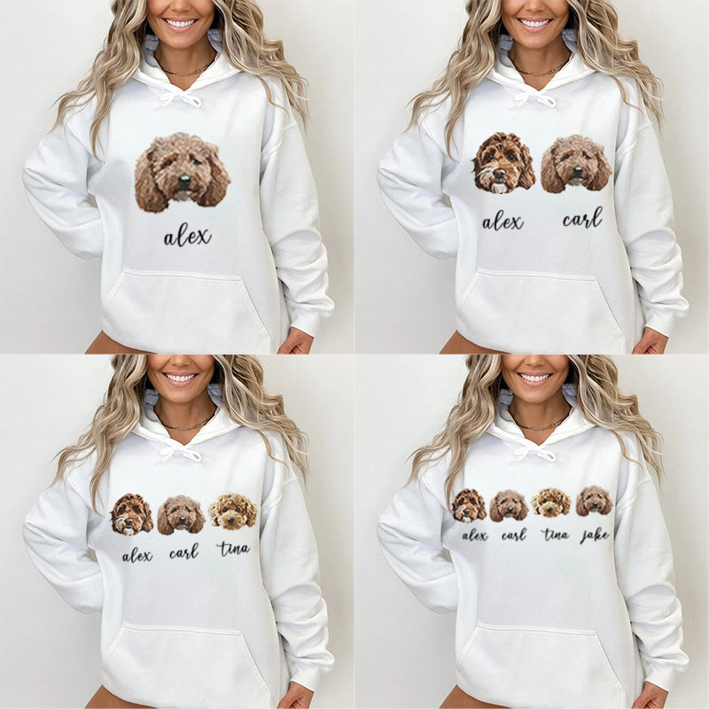 犬/猫/ペット/子供の写真 アバター を入れたカスタマイズされた長袖スウェットシャツ 帽子のシャツ - Fallook