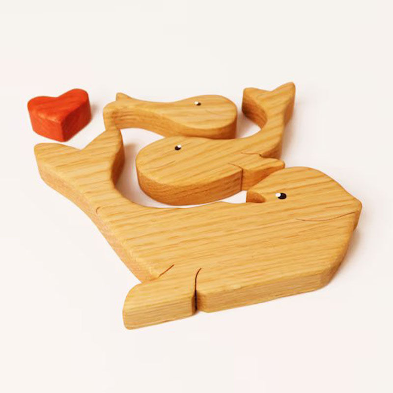 名入れ ウッド パズル 鯨 オブジェ 置物 インテリア