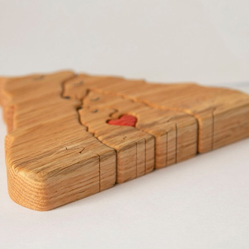 名入れ ウッド パズル ウルフ オブジェ 置物 インテリア