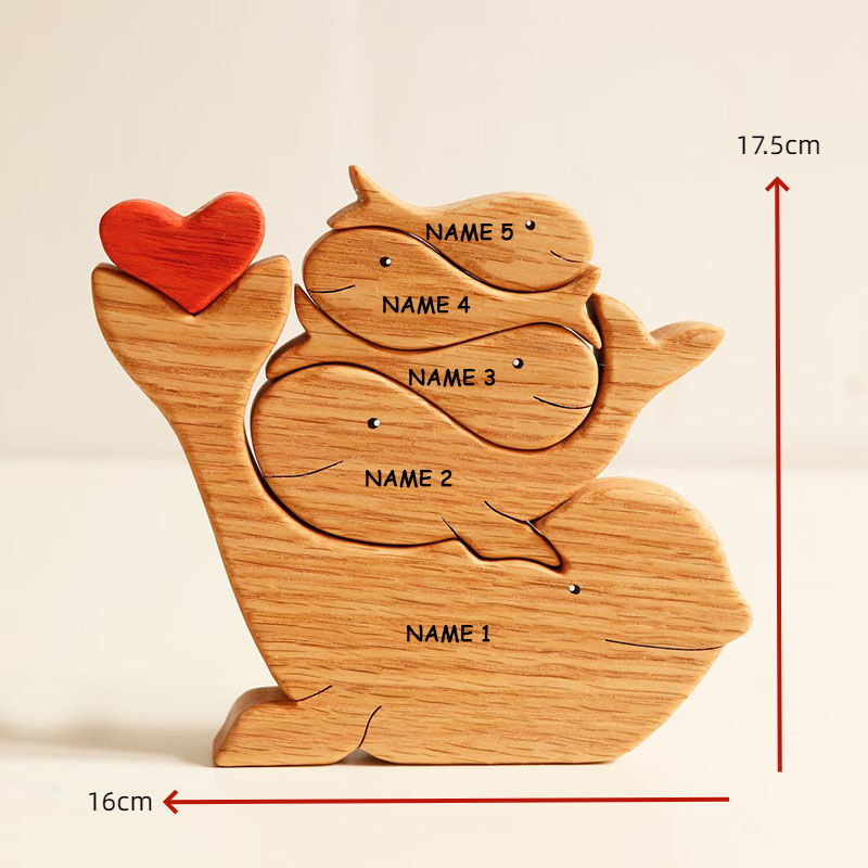 名入れ ウッド パズル 鯨 オブジェ 置物 インテリア