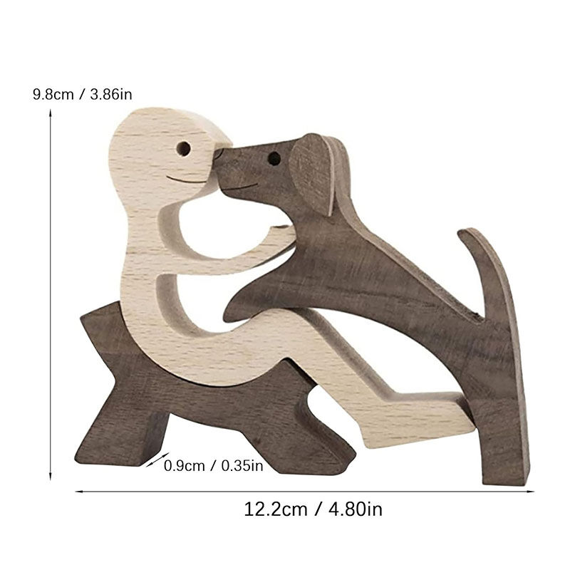 置物 インテリア 木製 オブジェ 人と犬