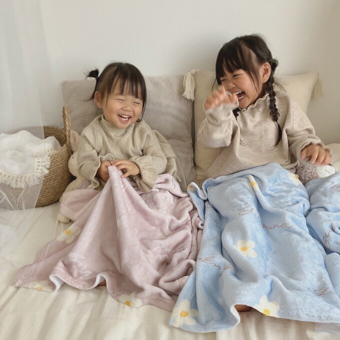 出産祝いに名前入り大判ブランケット★花柄（全2色）★ - Fallook