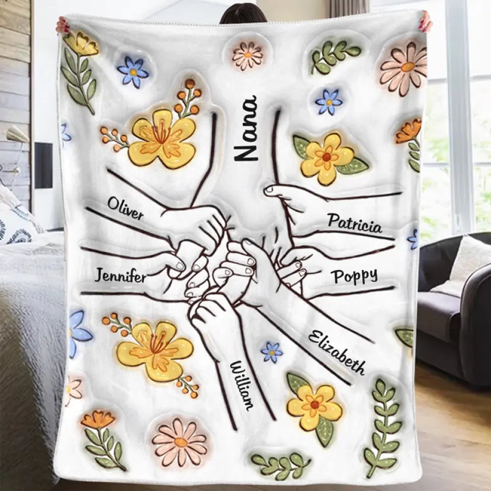 新発売！私たちはあなたを愛しています、ママ - ファミリー パーソナライズされたカスタム 3D インフレート効果プリントブランケット - Fallook