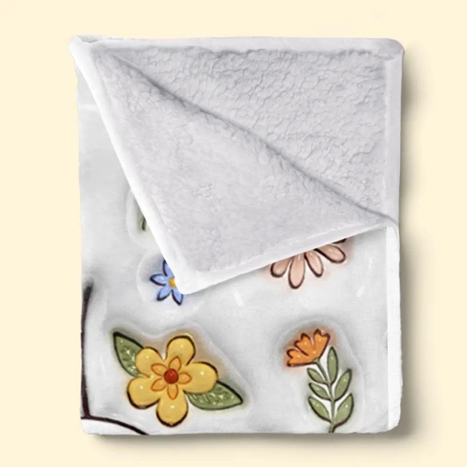 新発売！私たちはあなたを愛しています、ママ - ファミリー パーソナライズされたカスタム 3D インフレート効果プリントブランケット 青い花 - Fallook