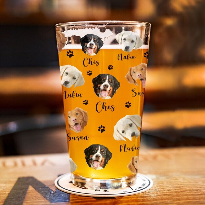 犬 猫 ペット 名入れ 写真いれ ビールジョッキ オーダーメイド