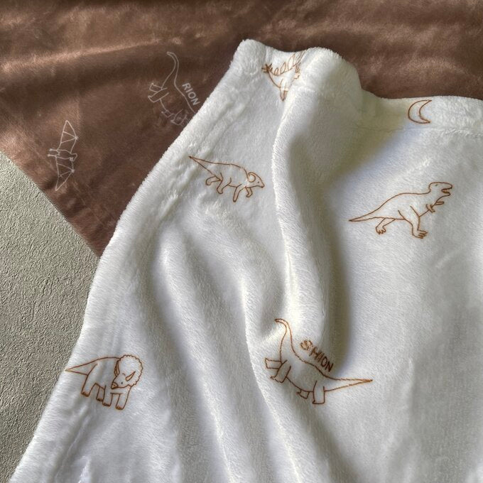 カスタマイズされた新生児の名前ブランケット·Plant（ナチュラル）·恐竜·無地 - Fallook