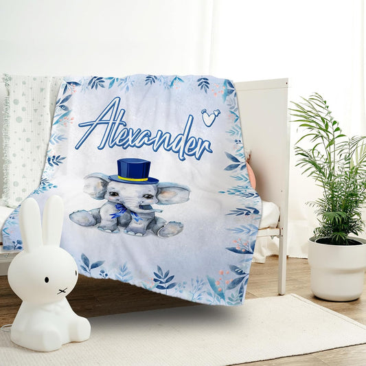パーソナライズフリースブランケット 子供用 幼児向け カトー象 - Fallook