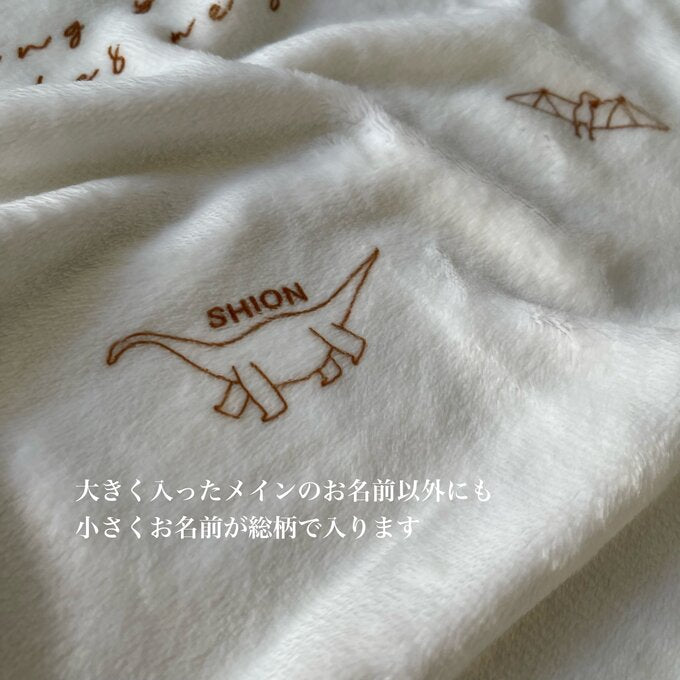 カスタマイズされた新生児の名前ブランケット·Plant（ナチュラル）·恐竜·無地 - Fallook