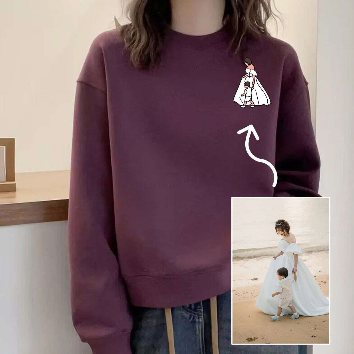 ❤️カスタムファミリーポートレートスウェットシャツ 印刷する - Fallook