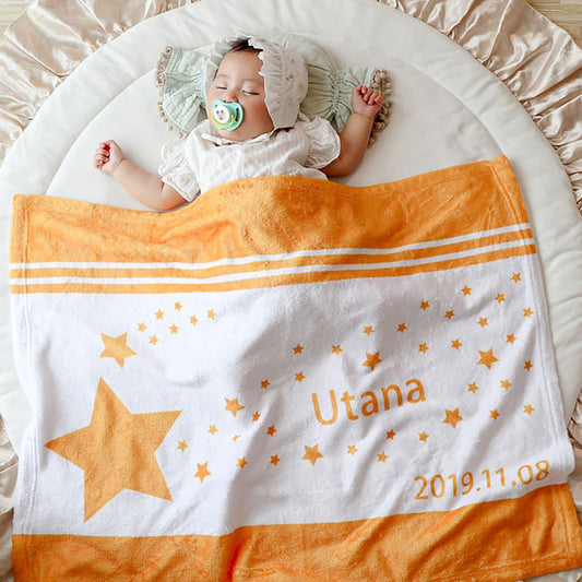 Baby Gift Name Blanket Starry Future Orange