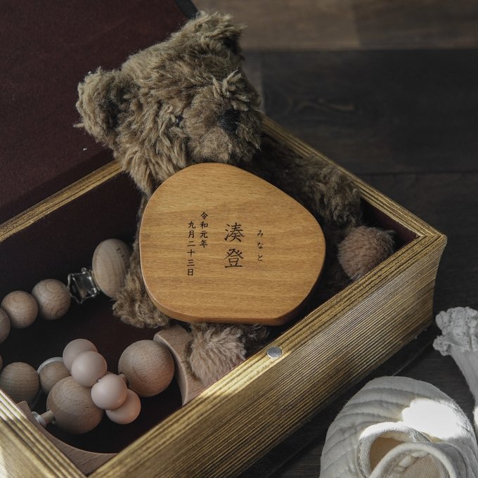木製 命名書 名前札｜ころんとかわいい丸型デザイン｜初節句・出産祝い・ベビーフォト用