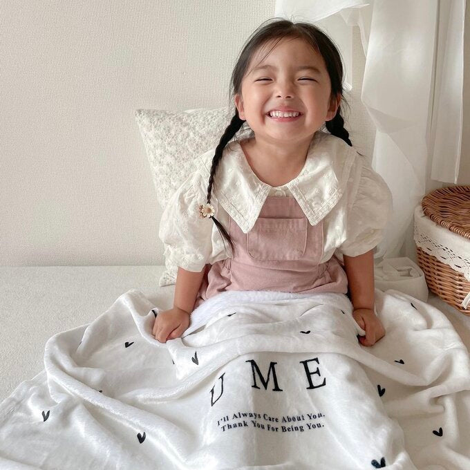 出産祝いに名前入り大判ブランケット★Heart★ - Fallook