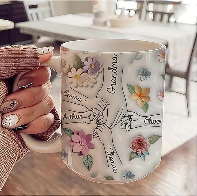 ファミリーの個人用カスタム3Dインフレータブル効果プリントアクセントマグ 小さな花柄 - Fallook