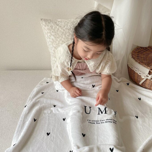 出産祝いに名前入り大判ブランケット★Heart★ - Fallook