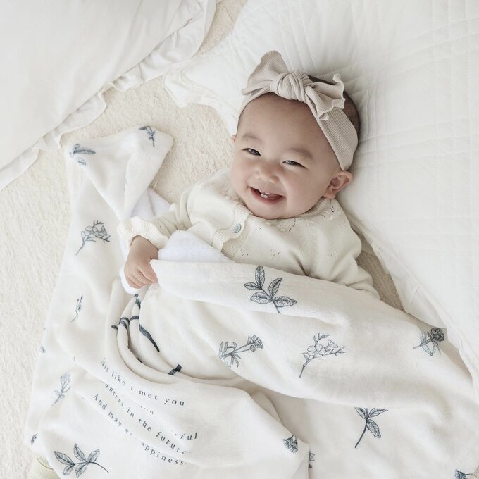 カスタマイズされた新生児の名前ブランケット·Plant（ナチュラル） - Fallook