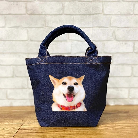 ペットの写真をプリントしたデニムトートバッグ - Fallook