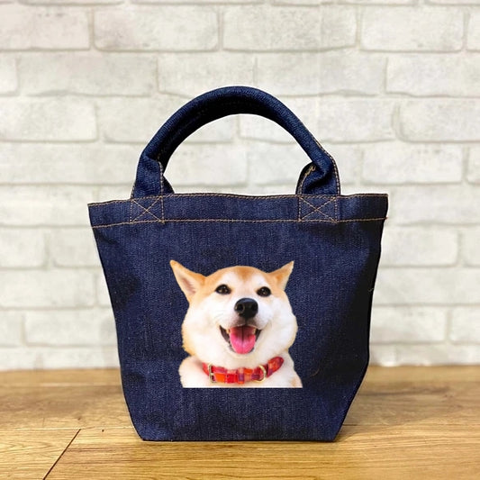 ペットの写真をプリントしたデニムトートバッグ - Fallook