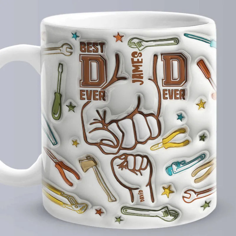 Best Dad Everパーソナライズされた名前カスタムキッズ 3D 膨張効果プリントマグ - Fallook