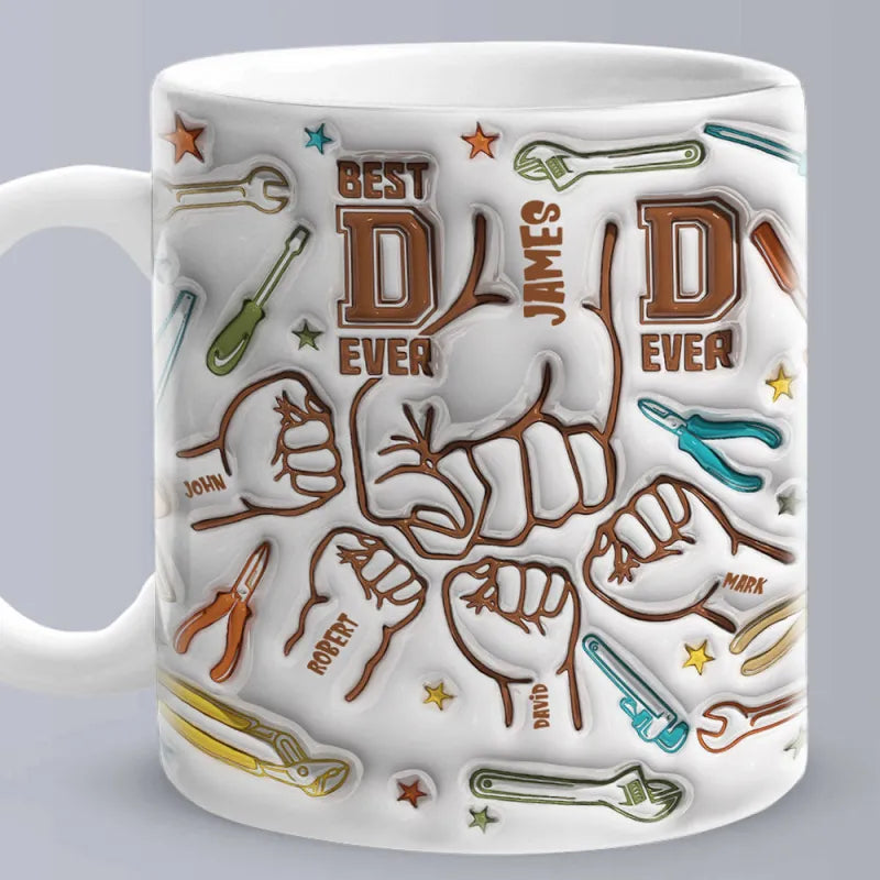 Best Dad Everパーソナライズされた名前カスタムキッズ 3D 膨張効果プリントマグ - Fallook