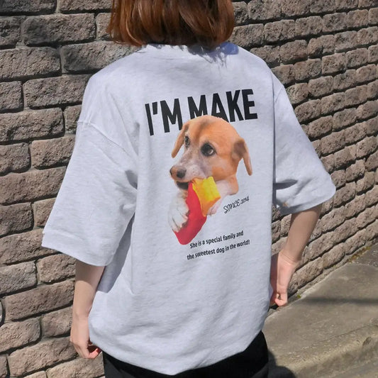 印絵 愛犬・愛猫ペット  カラー写真オーダーメイドＴシャツ 両面印刷｜肩落としTシャツ