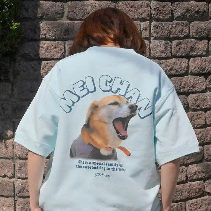 印絵 愛犬・愛猫ペット  カラー写真オーダーメイドＴシャツ 両面印刷｜肩落としTシャツ