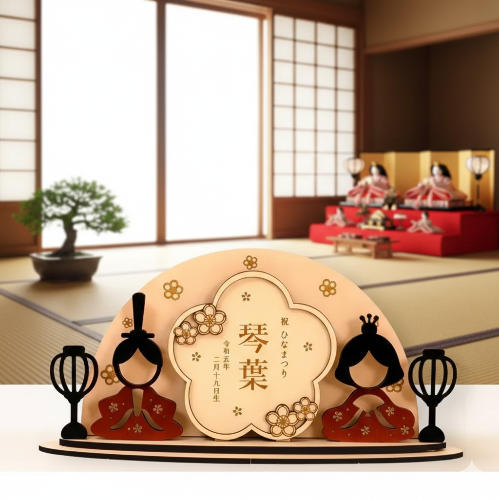 New!【初節句の記念に】雛祭り 名入れ 名前札 アクリル 丸形 命名札 桃の節句 出産祝い ギフト 成長記録 インテリア